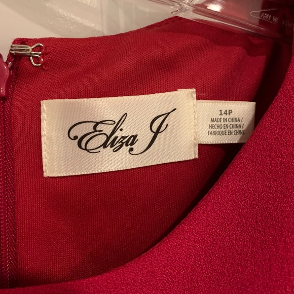 ELIZA J Dress 14P Stretch Ruffle Crepe Sheath Minidress in Berry - Picture 8 of 9